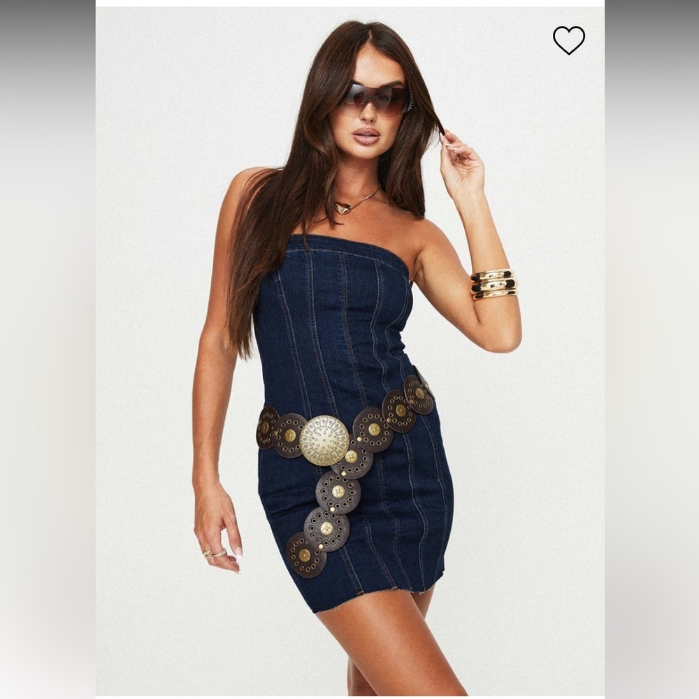 Princess Polly NWOT HOUSER MINI STRAPLESS DRESS DARK DENIM Size 6